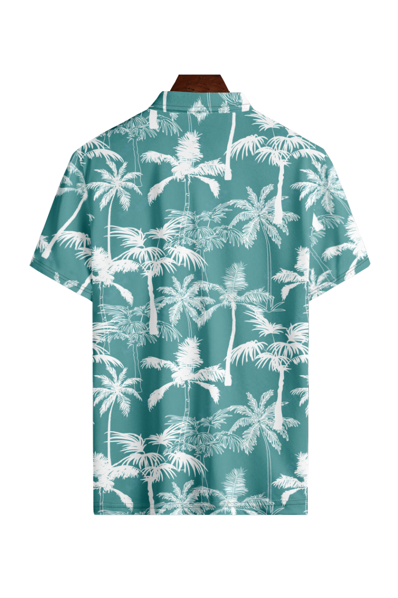 Tydres Men's Coconut Trees Palm Trees Polo Short Sleeve Hawaiian Polo