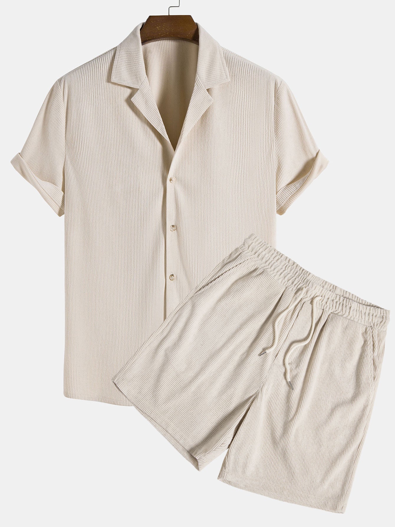 Short Sleeve Corduroy Revere Shirt & Corduroy Shorts