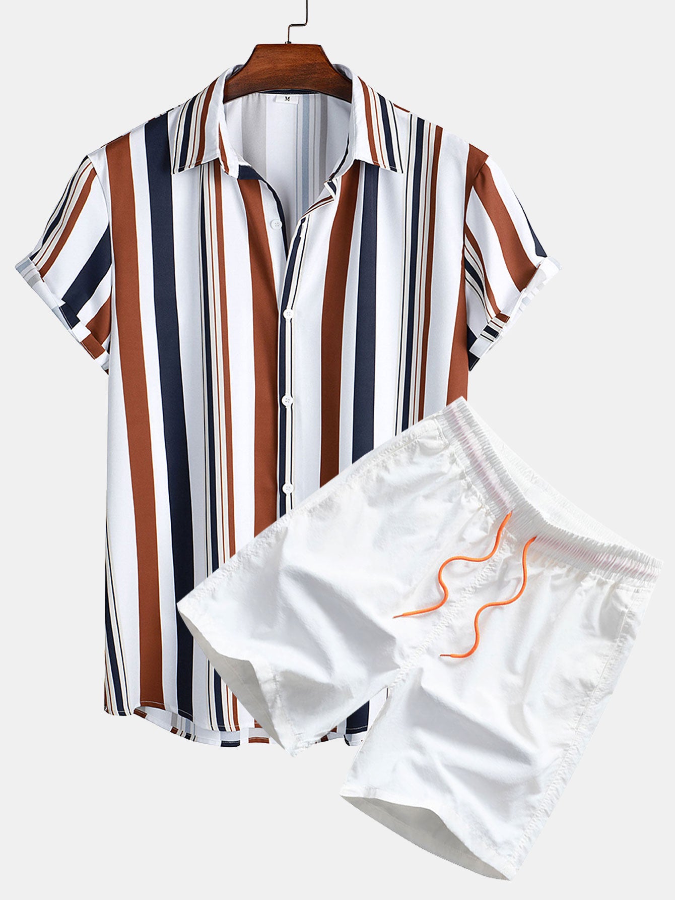 Colored Striped Print Shirt & Swim Shorts