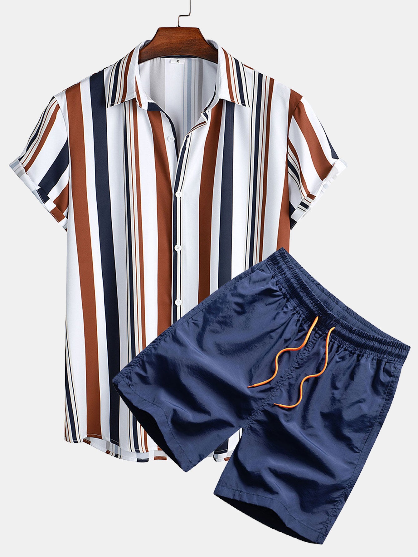 Colored Striped Print Shirt & Swim Shorts