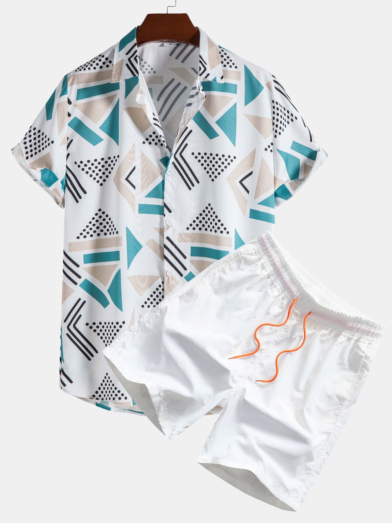 Geometric Print Shirt & Swim Shorts