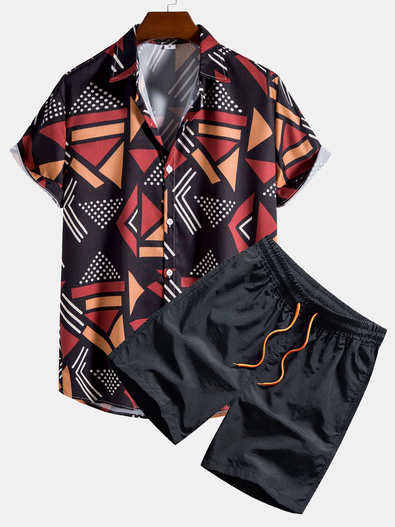 Geometric Print Shirt & Swim Shorts