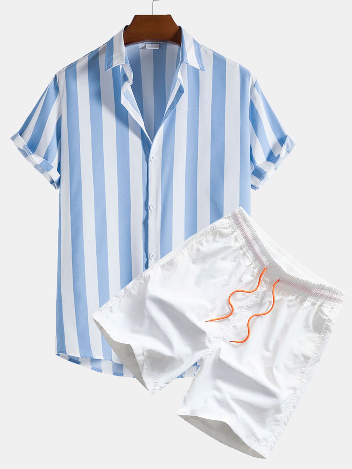 Wide Stripes Print Shirts & Swim Shorts