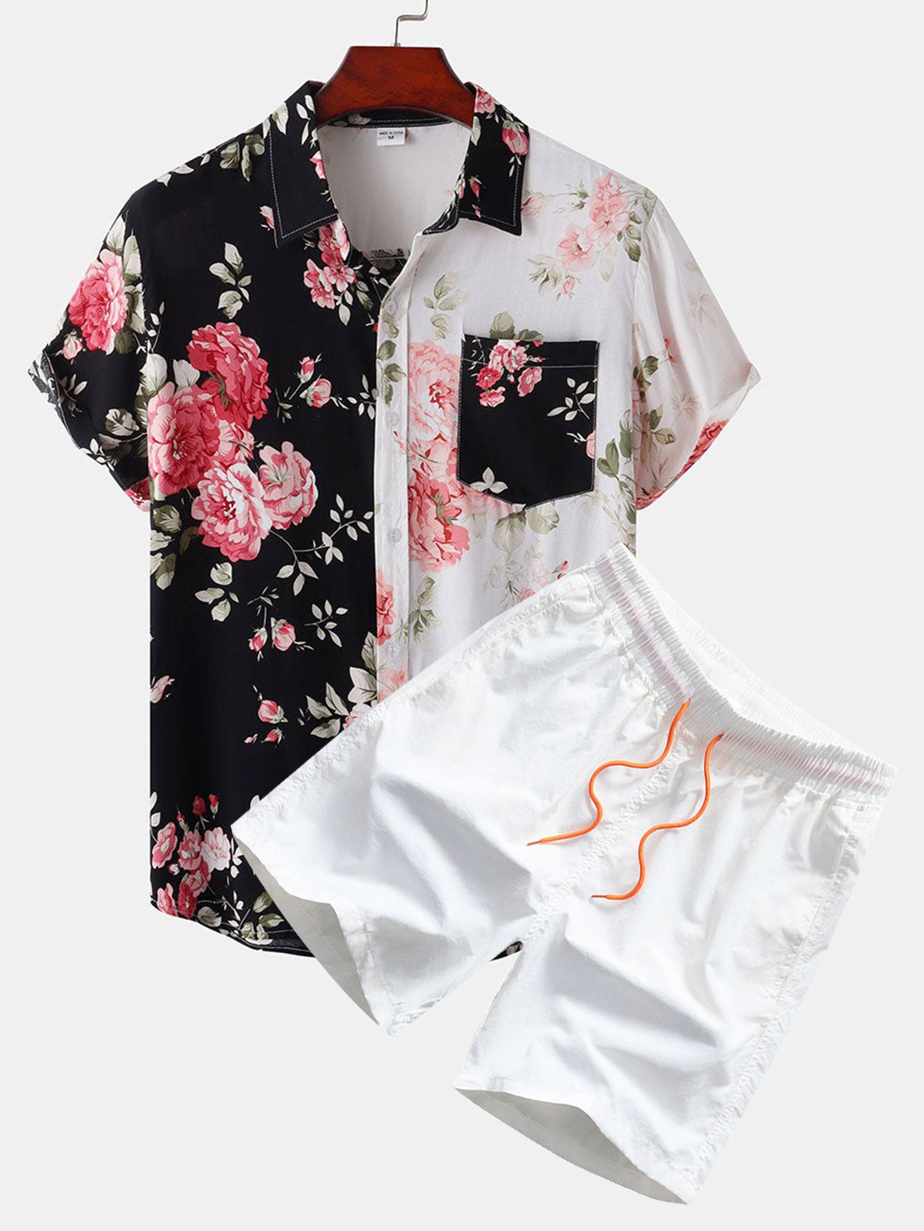 Two Tone Floral Print Shirt & Swim Shorts