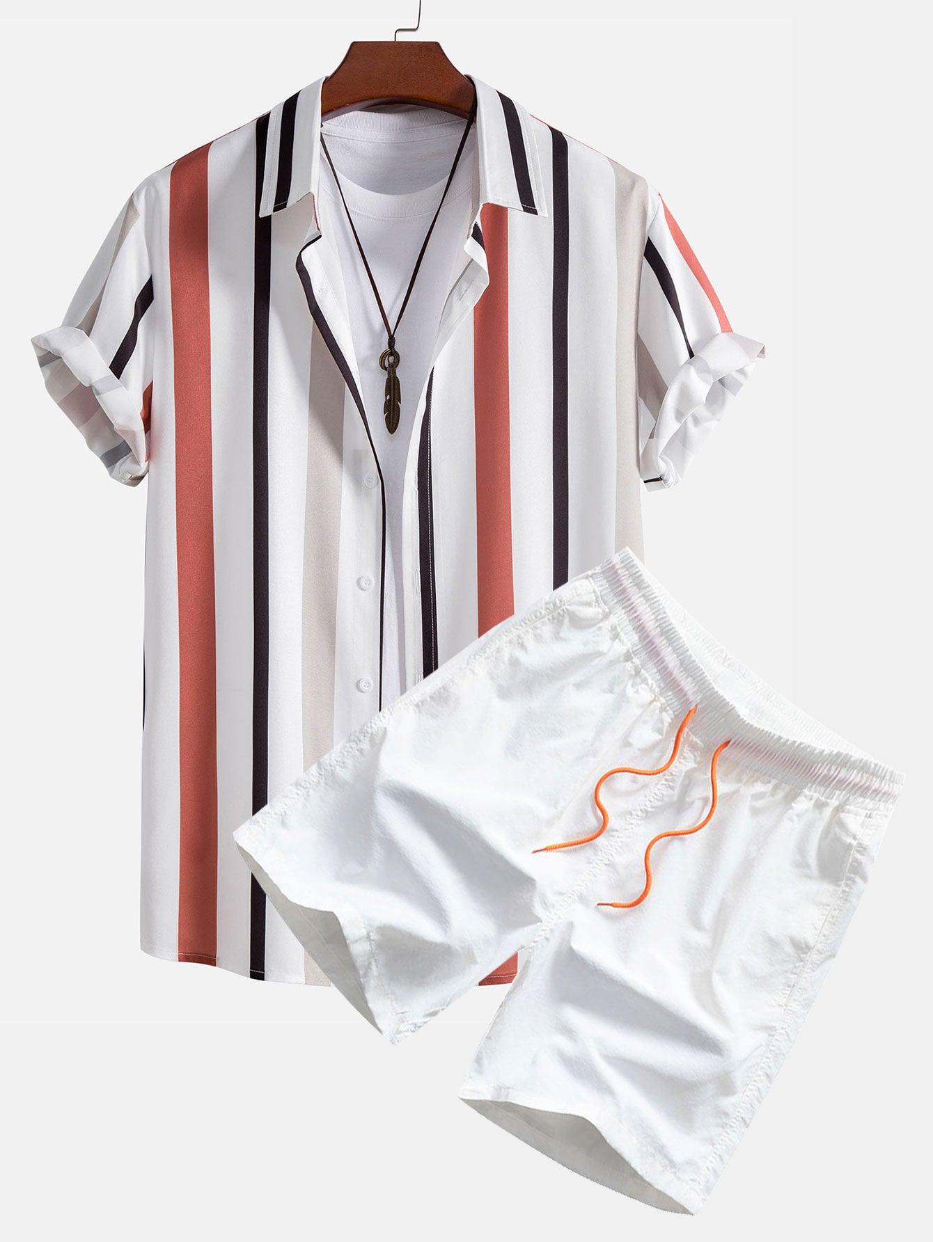 Striped Button Up Shirt & Swim Shorts