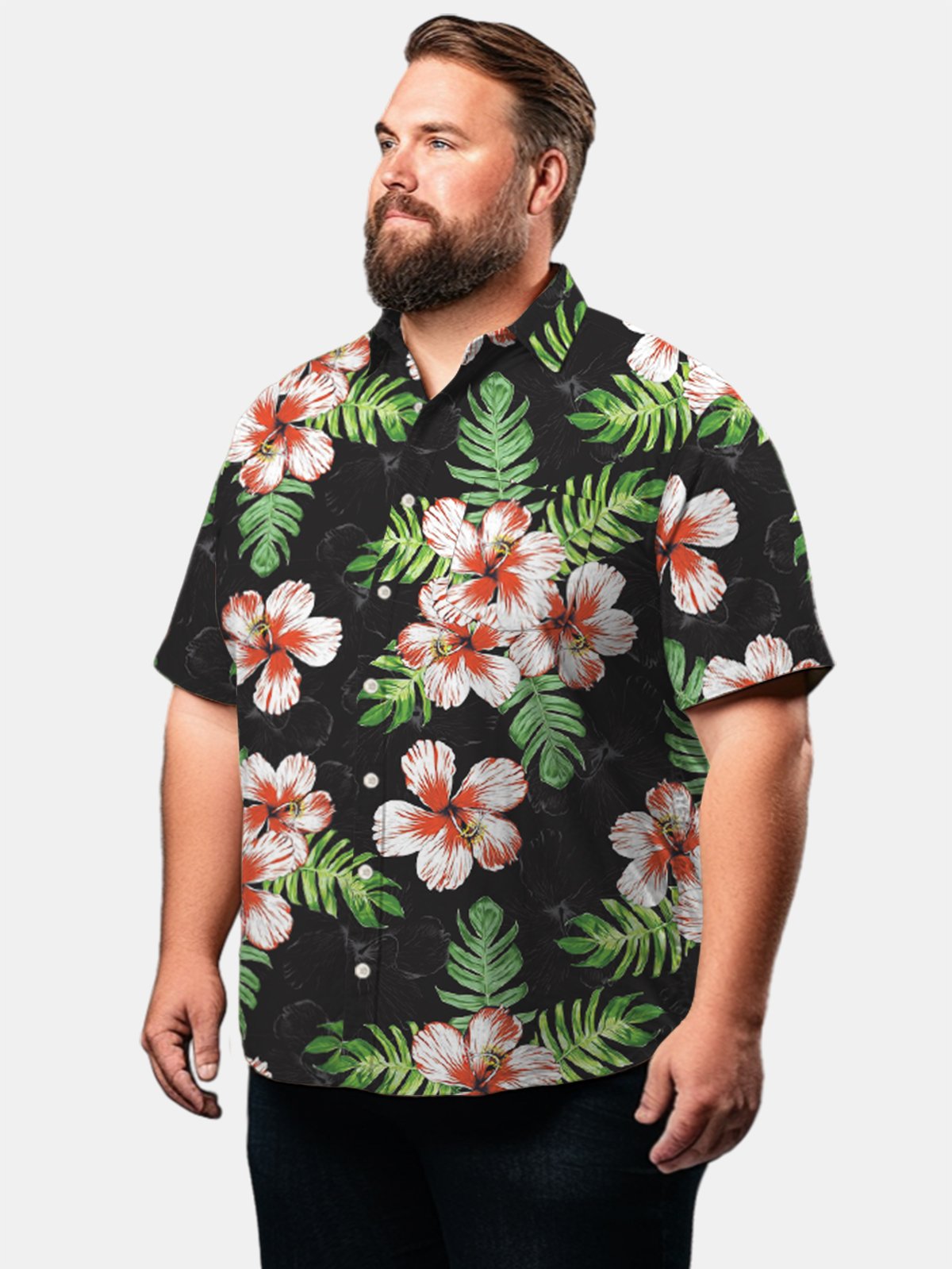 Big & Tall Hawaii Hibiscus Flower Plant Quick Drying Men's Shirts