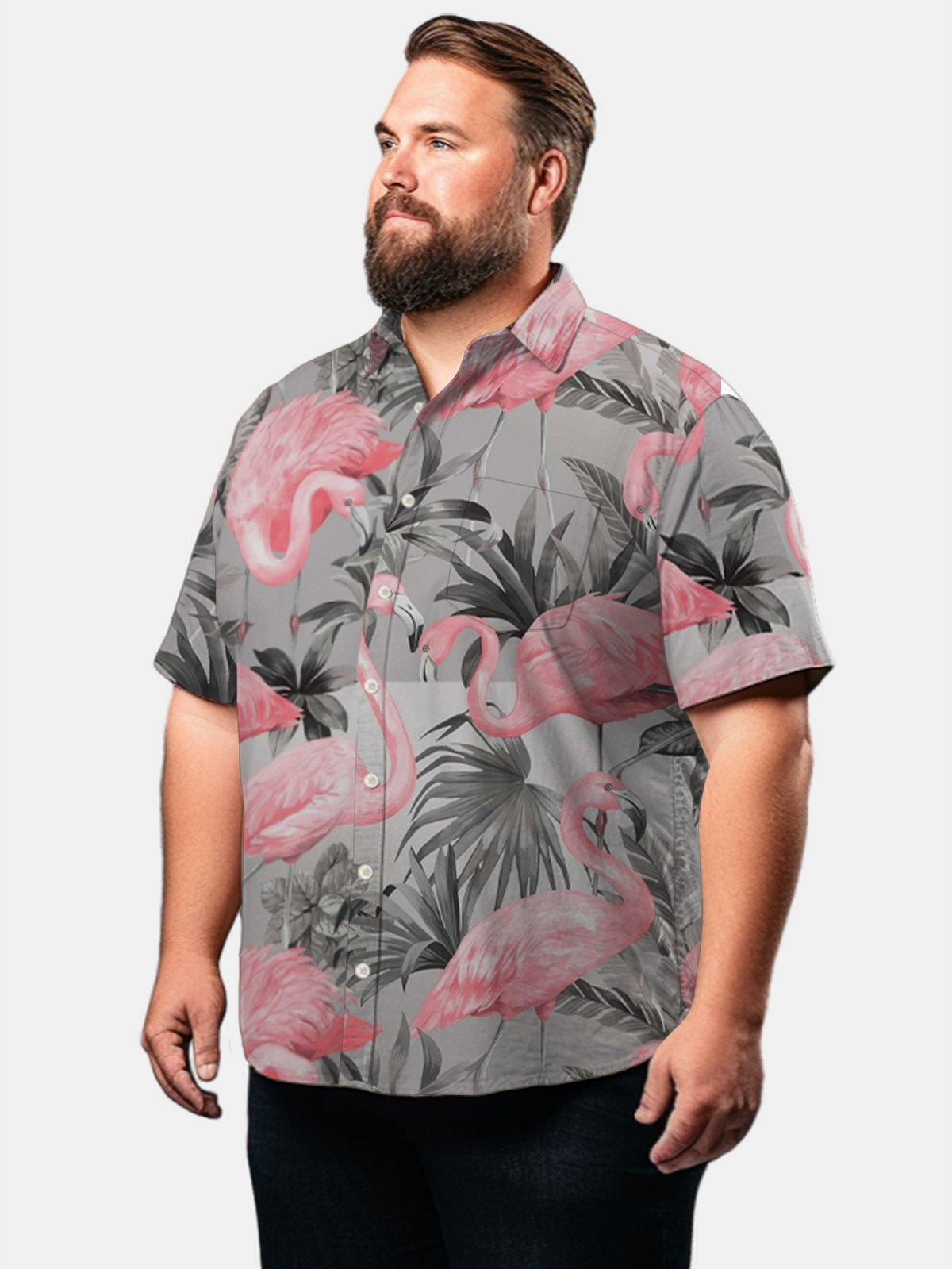 Big & Tall Hawaii Flamingo Plant Free Seersucker Men's Shirts