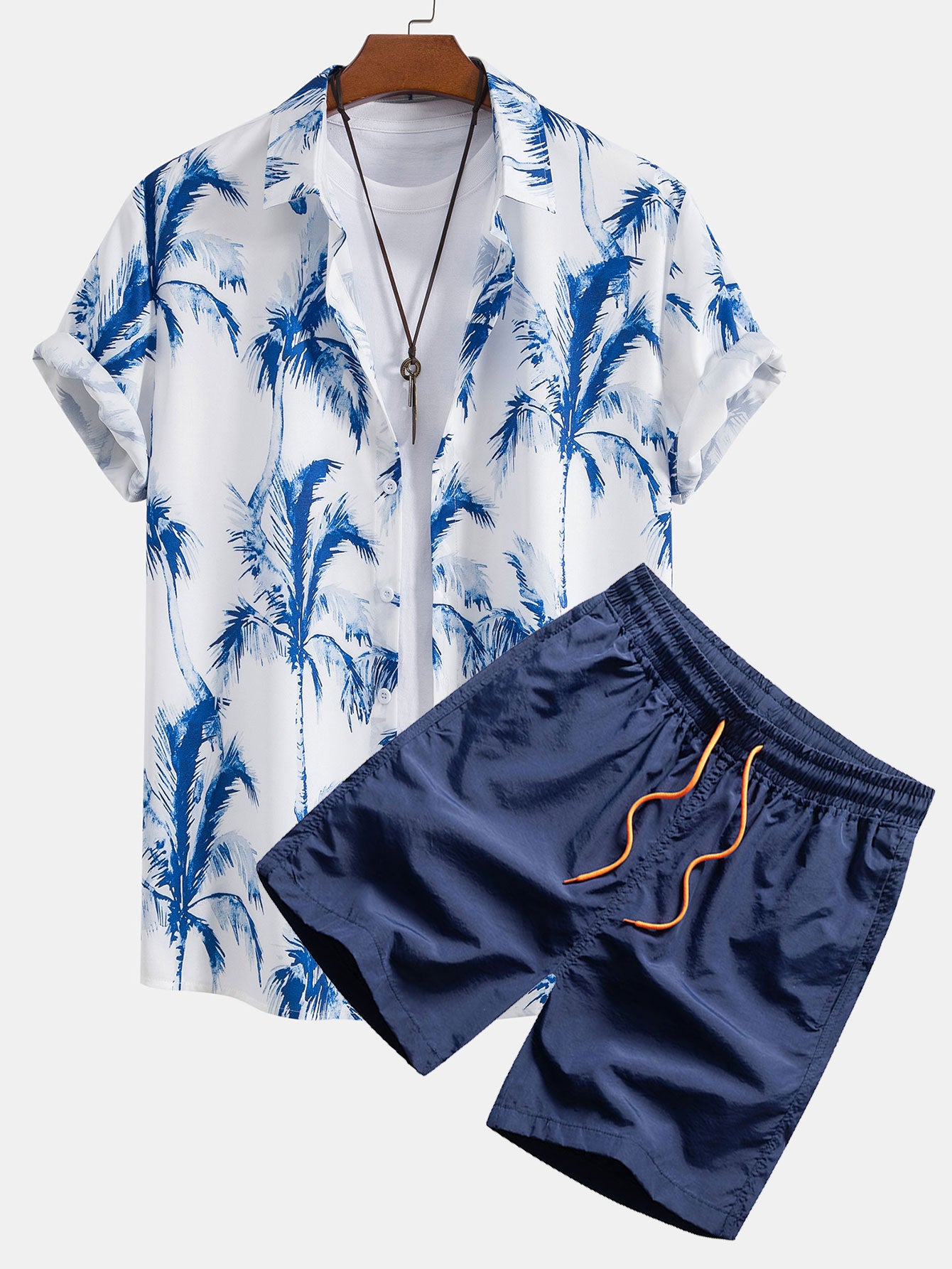 Watercolor Tropical Print Shirt & Swim Shorts