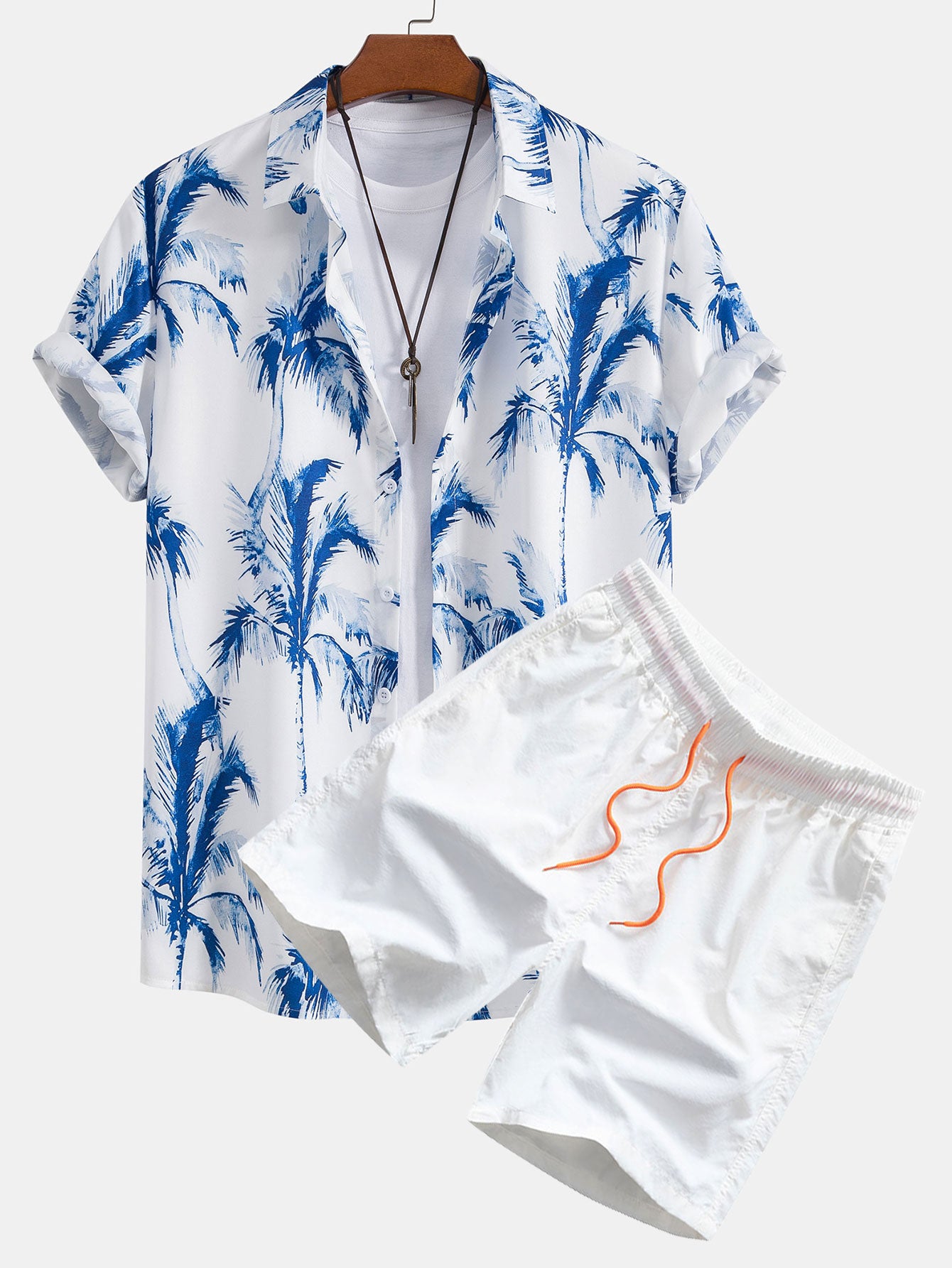 Watercolor Tropical Print Shirt & Swim Shorts