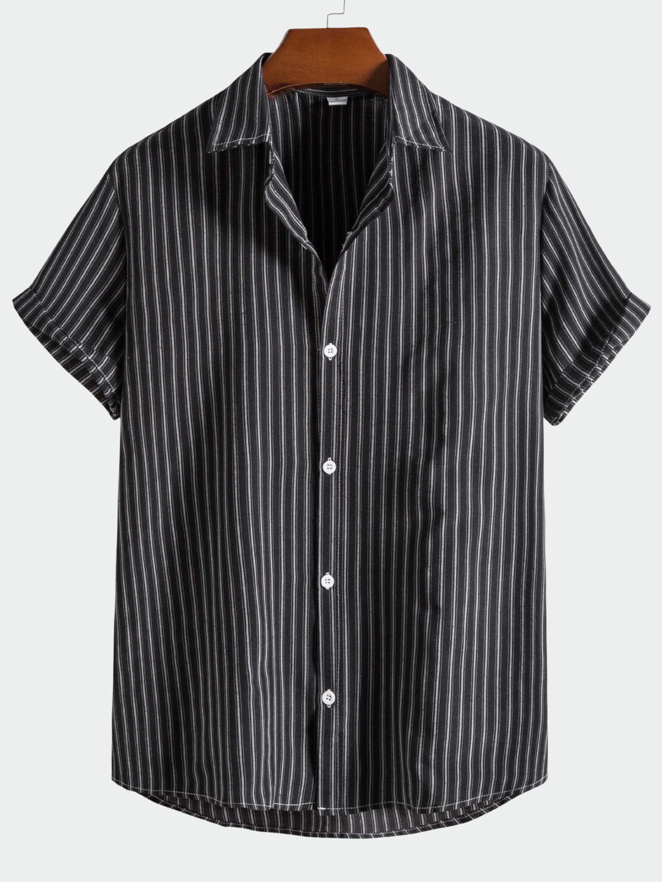 Men's Striped Linen Solid Short Sleeve Shirt