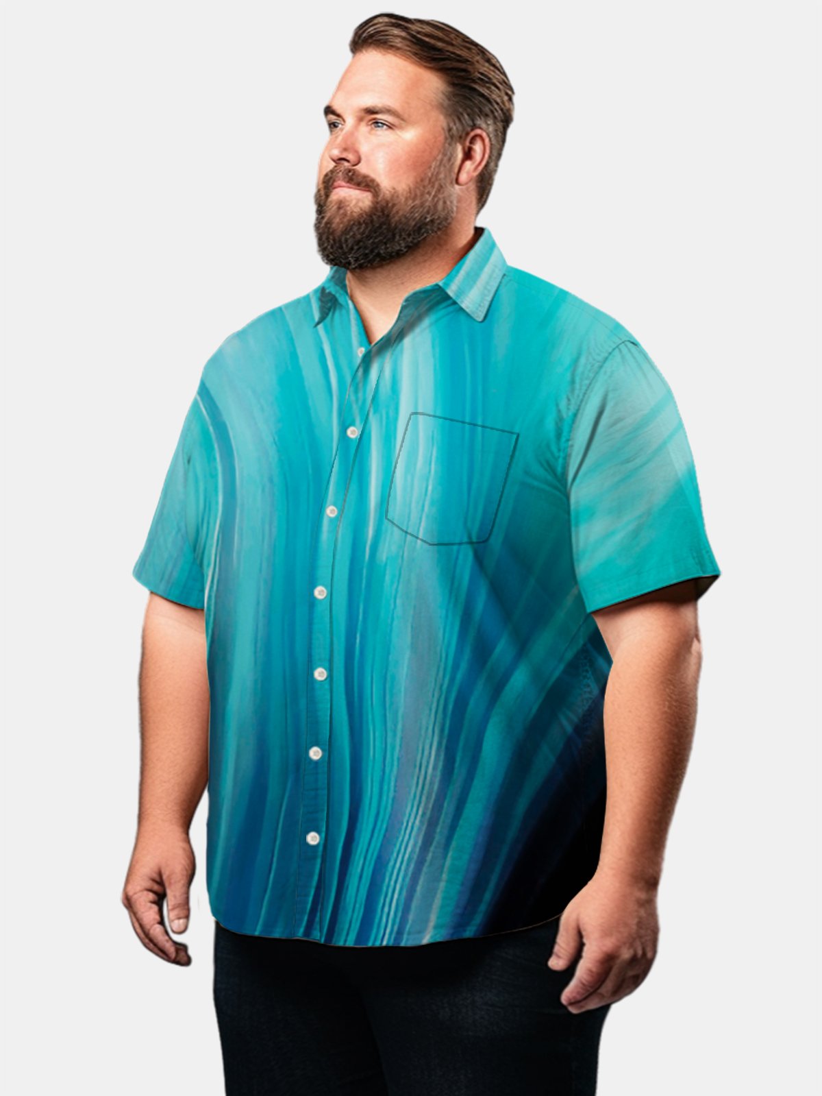Big & Tall Hawaii Tie-Dye Fringe Free Seersucker Men's Shirts