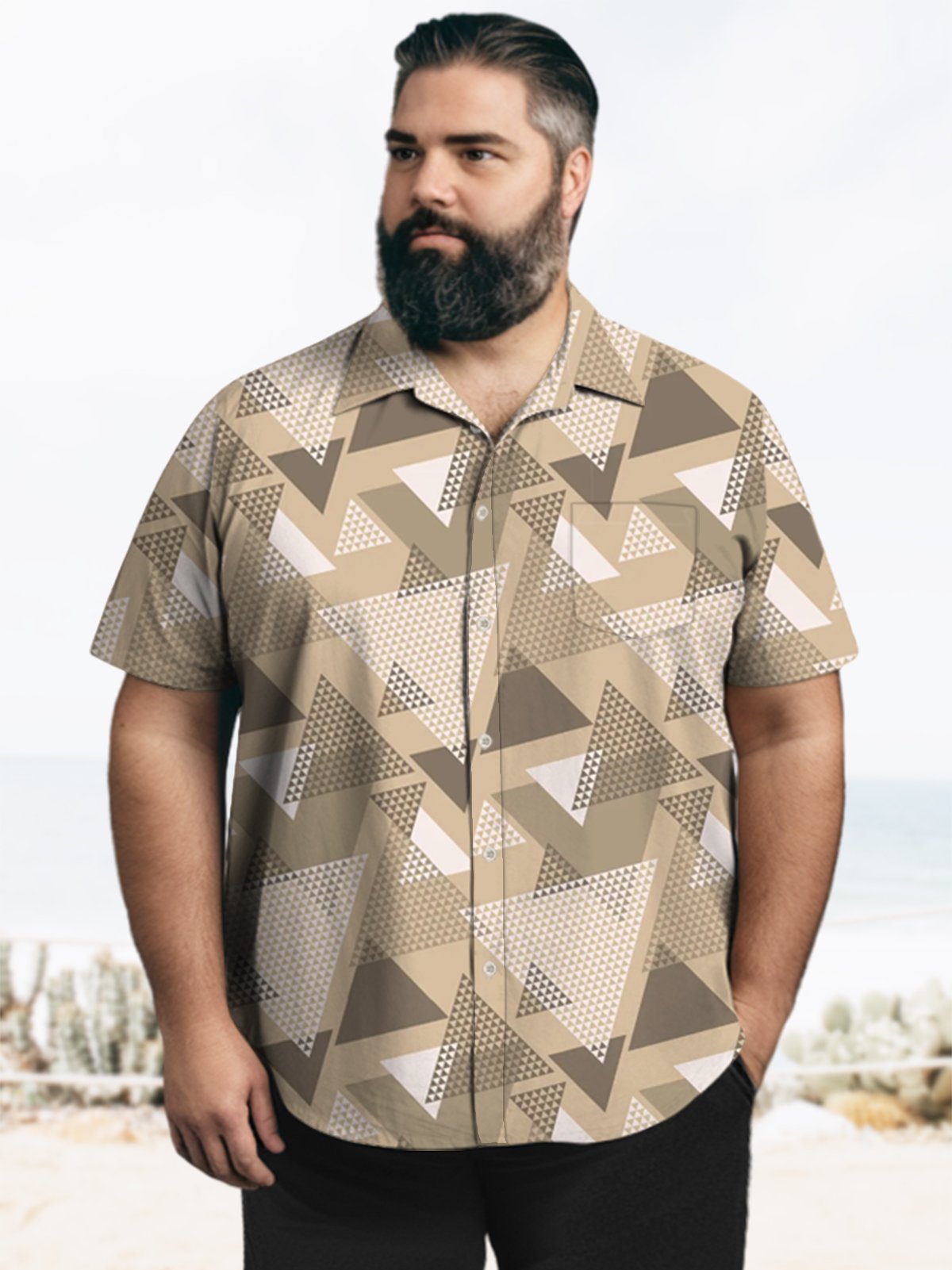 Big & Tall Geometric Triangle Free Seersucker Men's Shirts