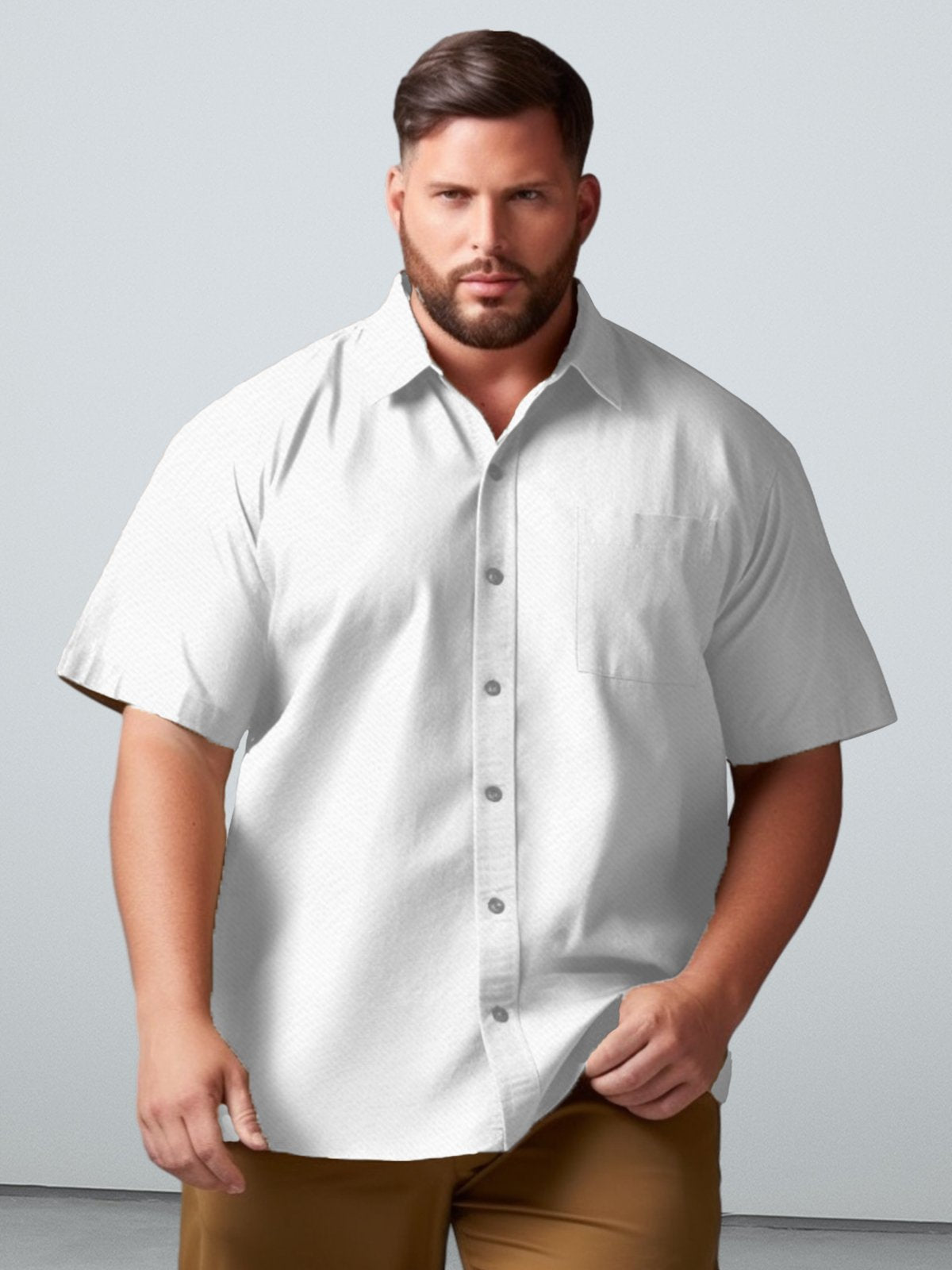 Big & Tall Cotton Casual Solid Color Men's Shirts