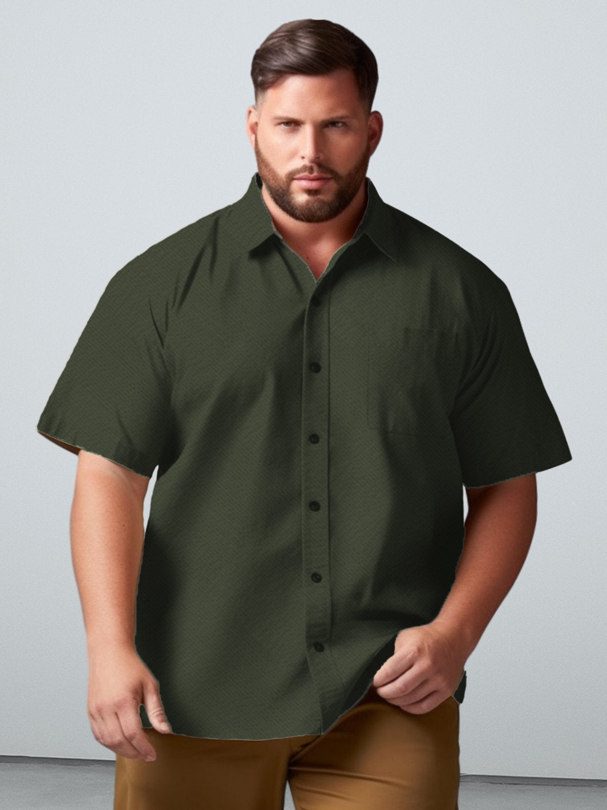 Big & Tall Cotton Casual Solid Color Men's Shirts