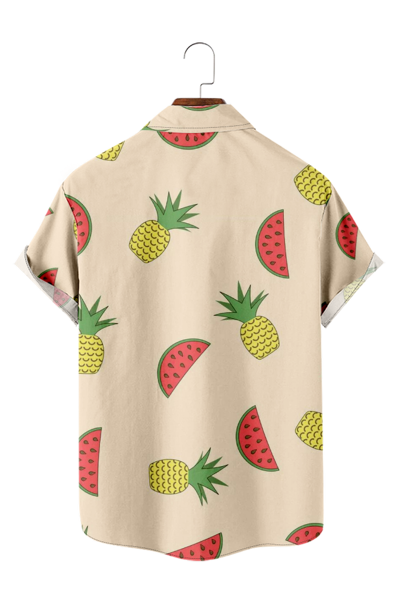 Tydres Men's Watermelon Pineapple Shirts Short Sleeve Hawaiian Shirts