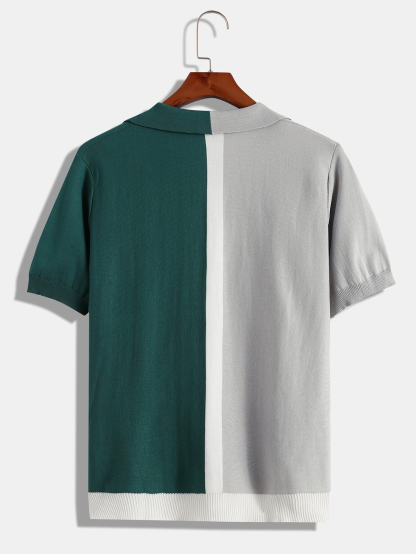 Color-Block Knitted Polo Shirt