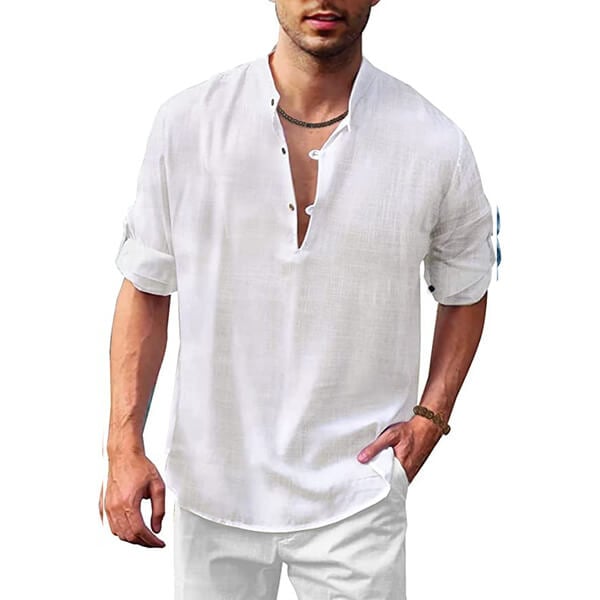 Men's cotton and linen casual shirt