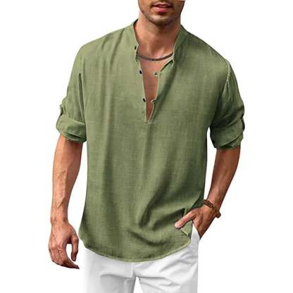 Men's cotton and linen casual shirt