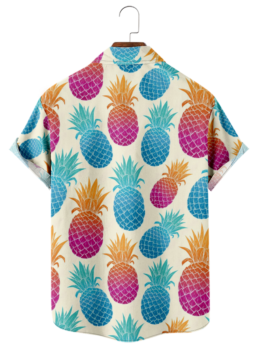 Tydres Men's Pineapple Shirts Short Sleeve Hawaiian Shirts