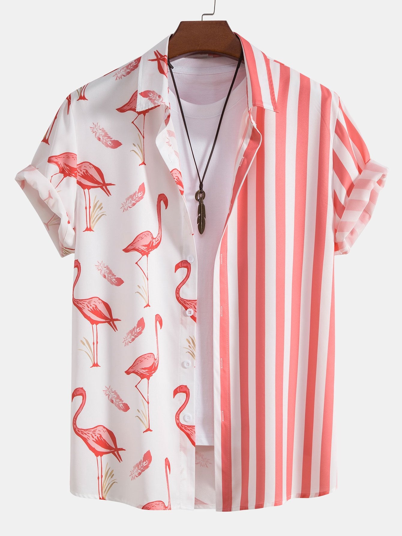 Flamingo Stripe Panel Shirt