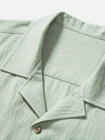 Textured Cotton Revere Shirt & 5" Shorts