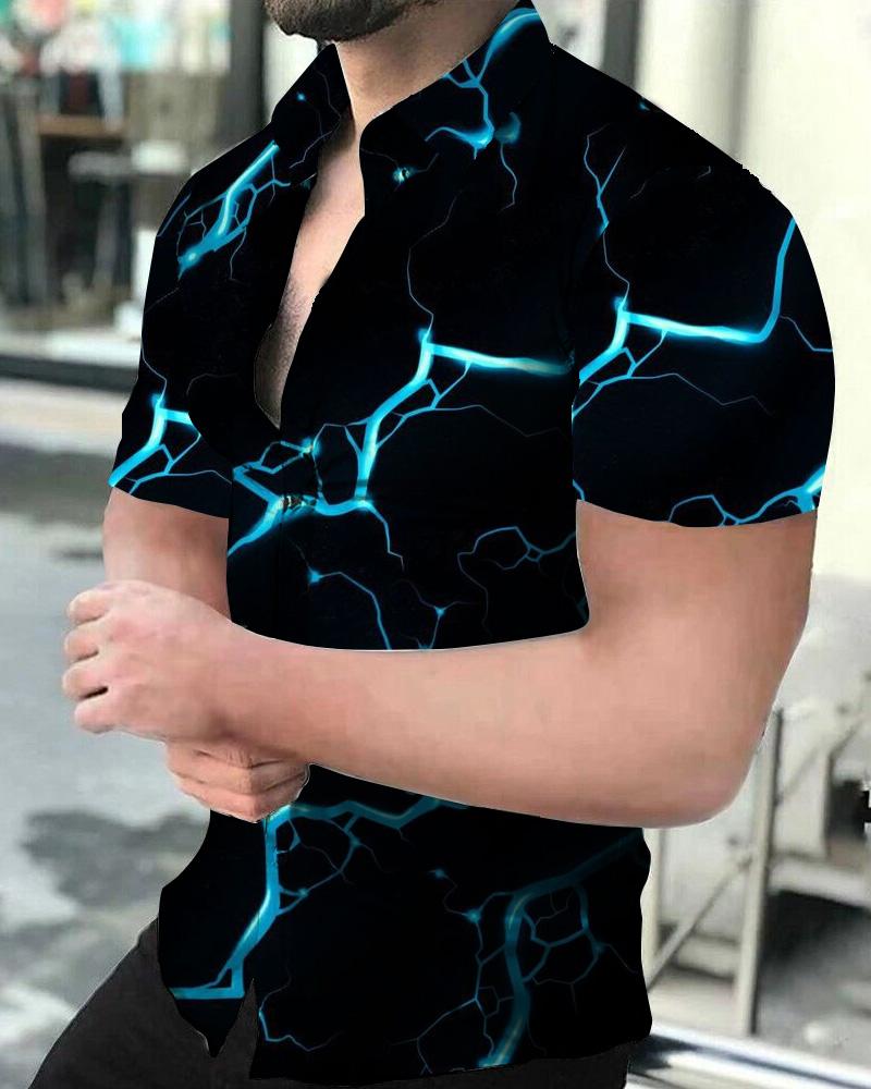 Casual Lightning Print Men's Shirt