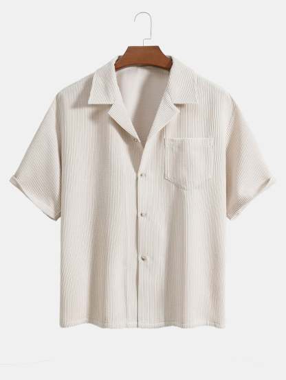 Short Sleeve Corduroy Boxy Shirt & Corduroy Shorts