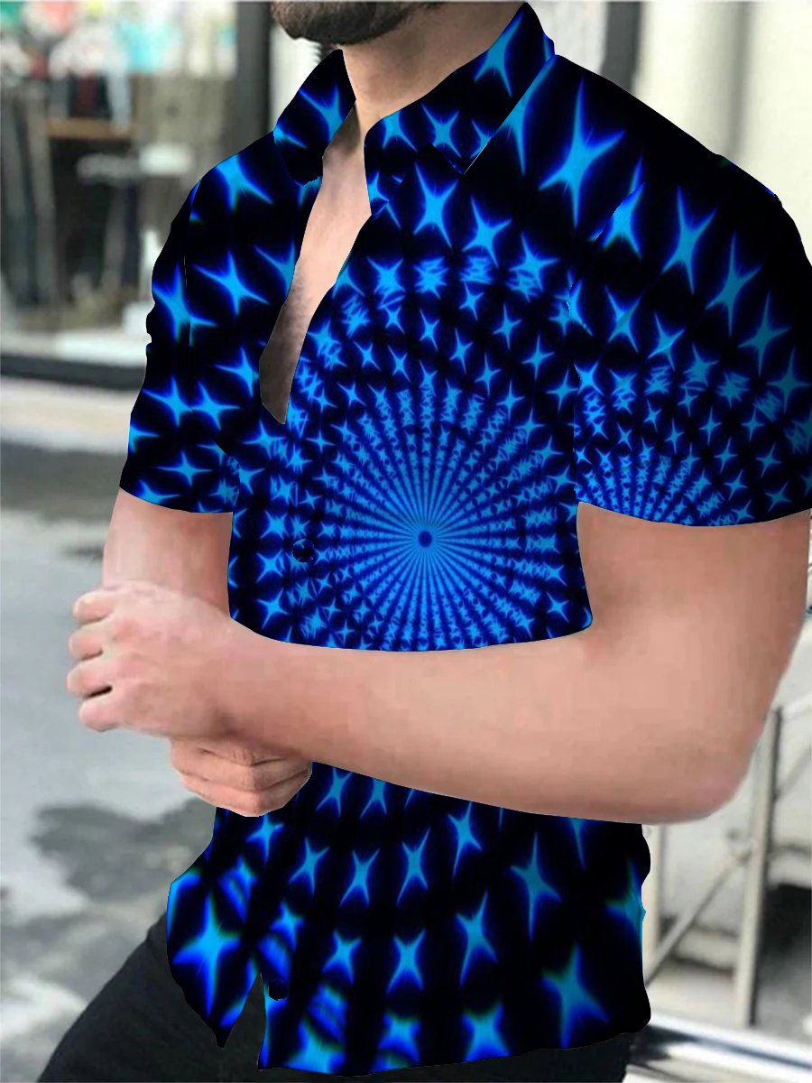 Men's Casual Dazzle Print Short Sleeve Shirt
