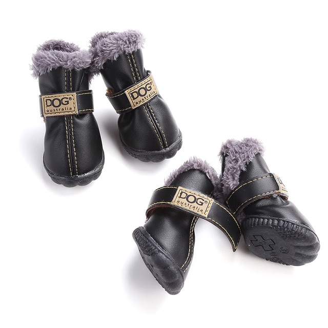 4 Pcs/set Winter Pet Dog Shoes For Small Dogs Cats Super Warm Leather Dog Snow Boots Waterproof Chihuahua Pug Shoes Pet Supplies