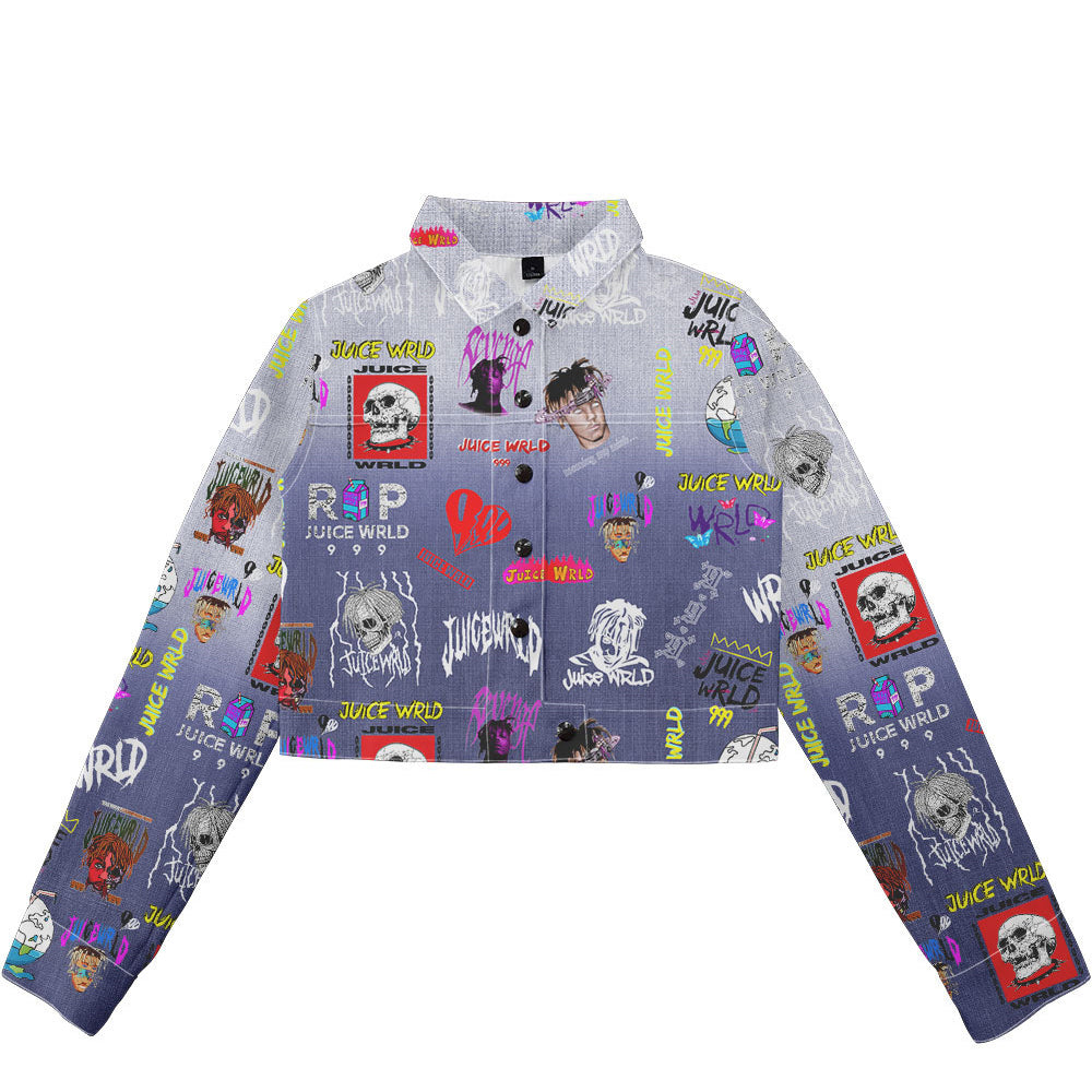 999 Juice Wrld Women Merch Crop-top Jean Jacket RIP Sexy Coat-Mortick