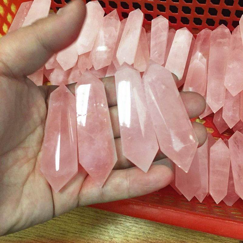 Natural powder crystal amethyst double pointed crystal pillar
