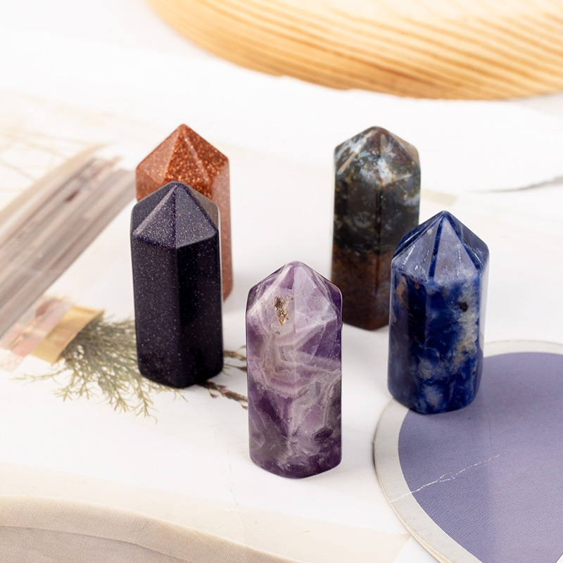 Natural crystal column ornaments