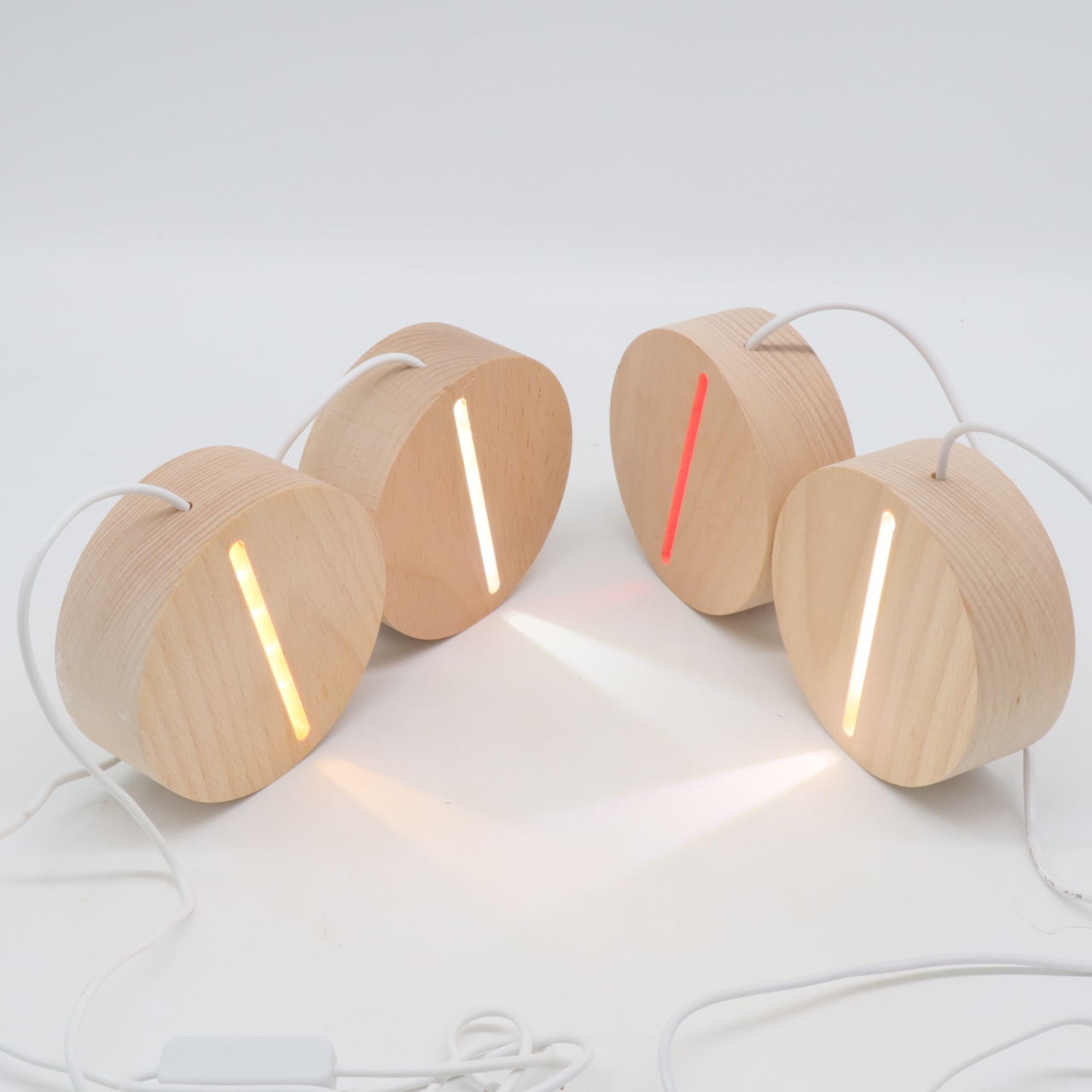 Solid wood round night light luminous base