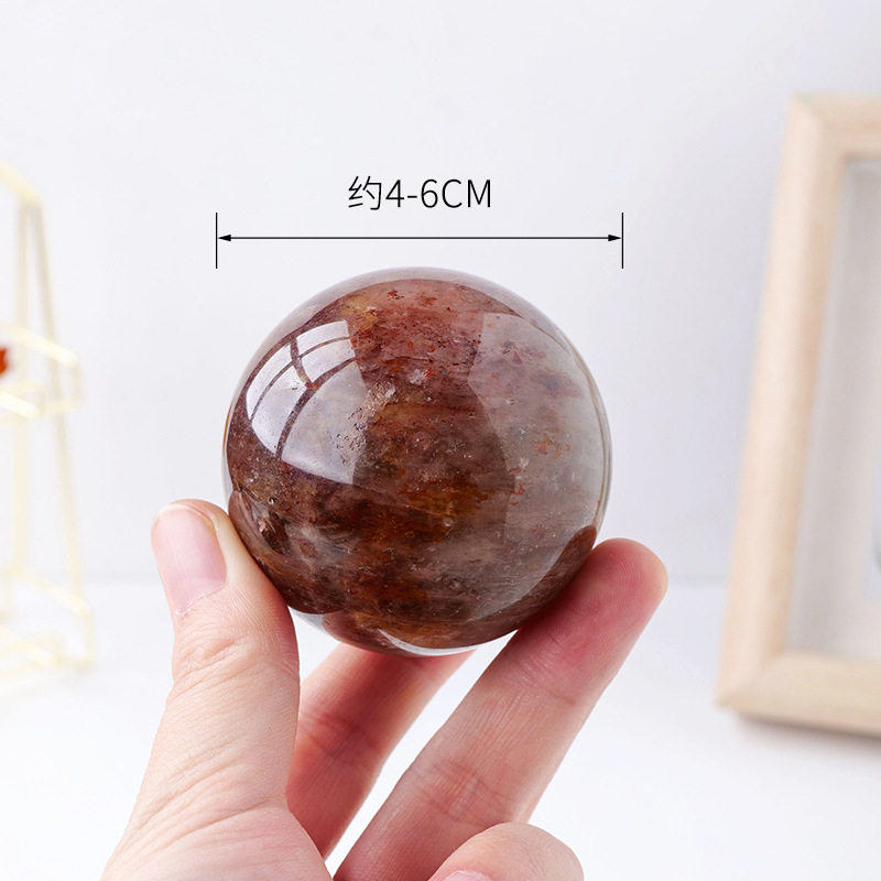 Natural red glue flower crystal ball