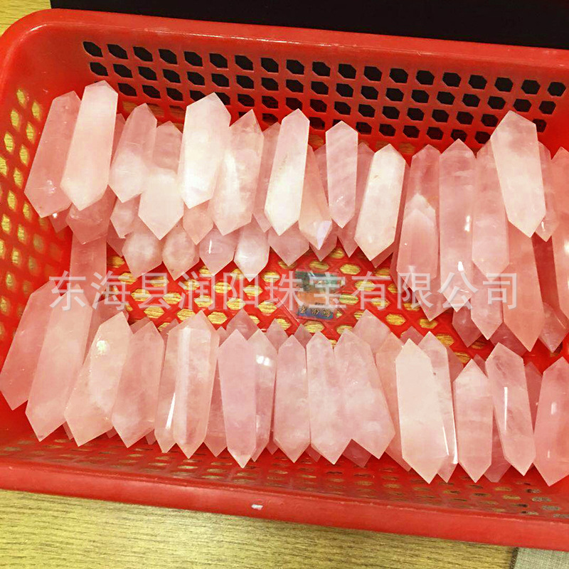 Natural powder crystal amethyst double pointed crystal pillar