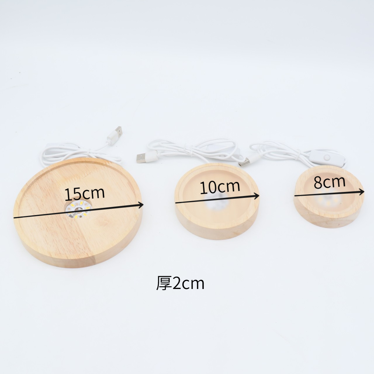 Solid wood round night light luminous base