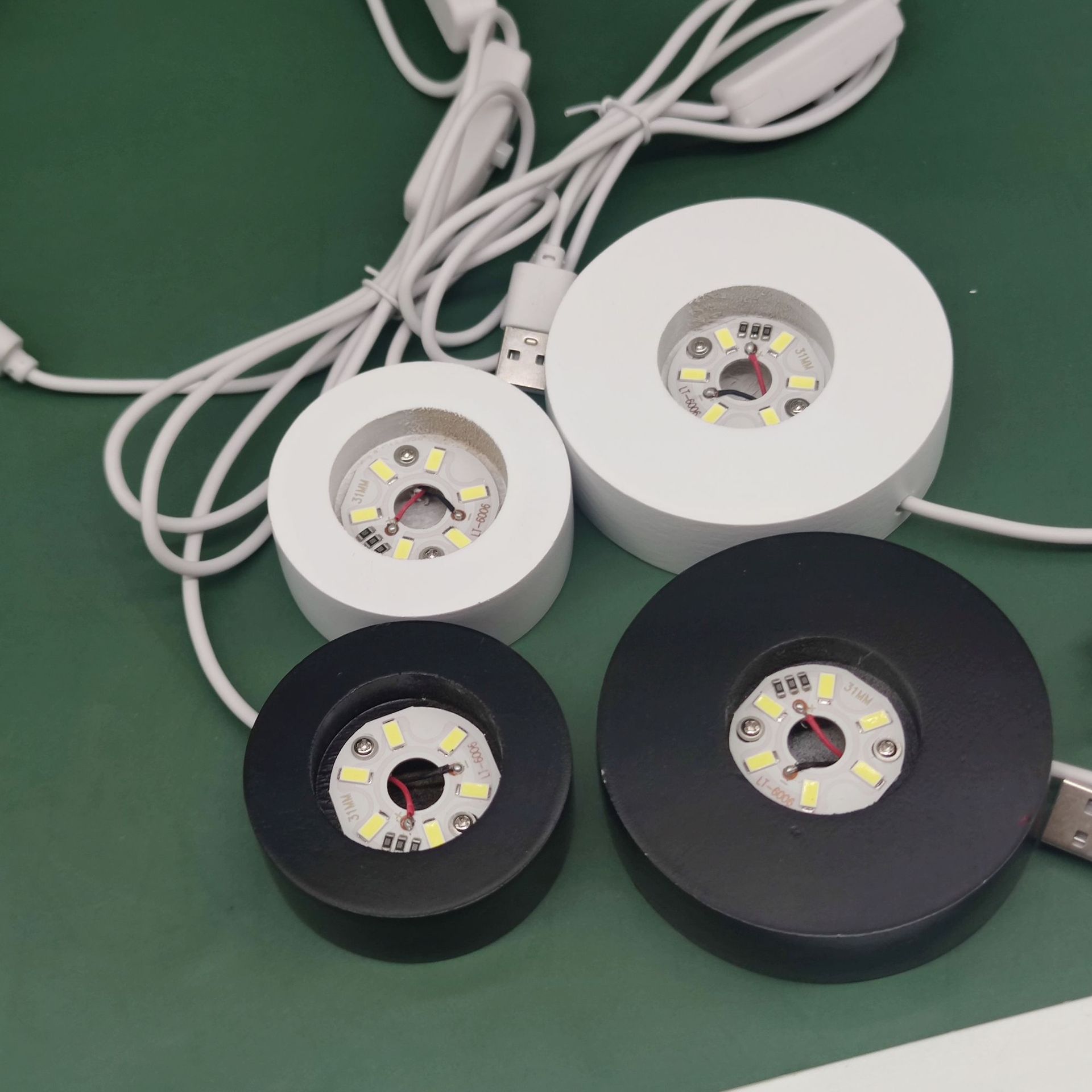 Solid wood LED night light base
