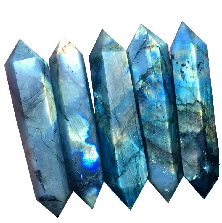 Wholesale of natural moonstone double pointed hexagonal prism