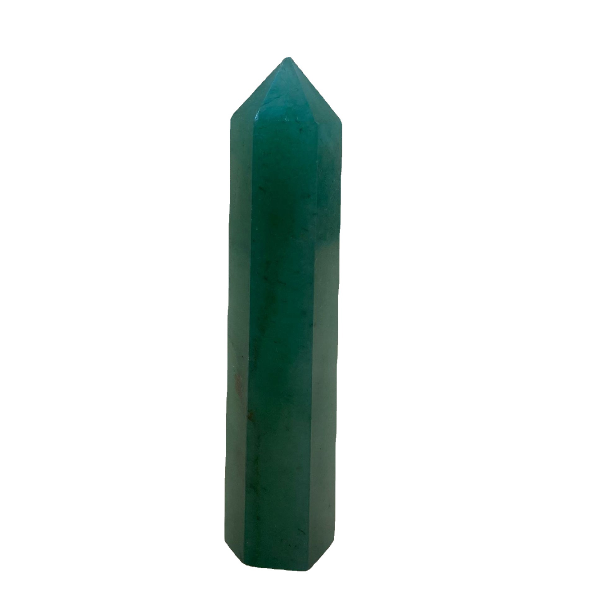 Natural green crystal pillar