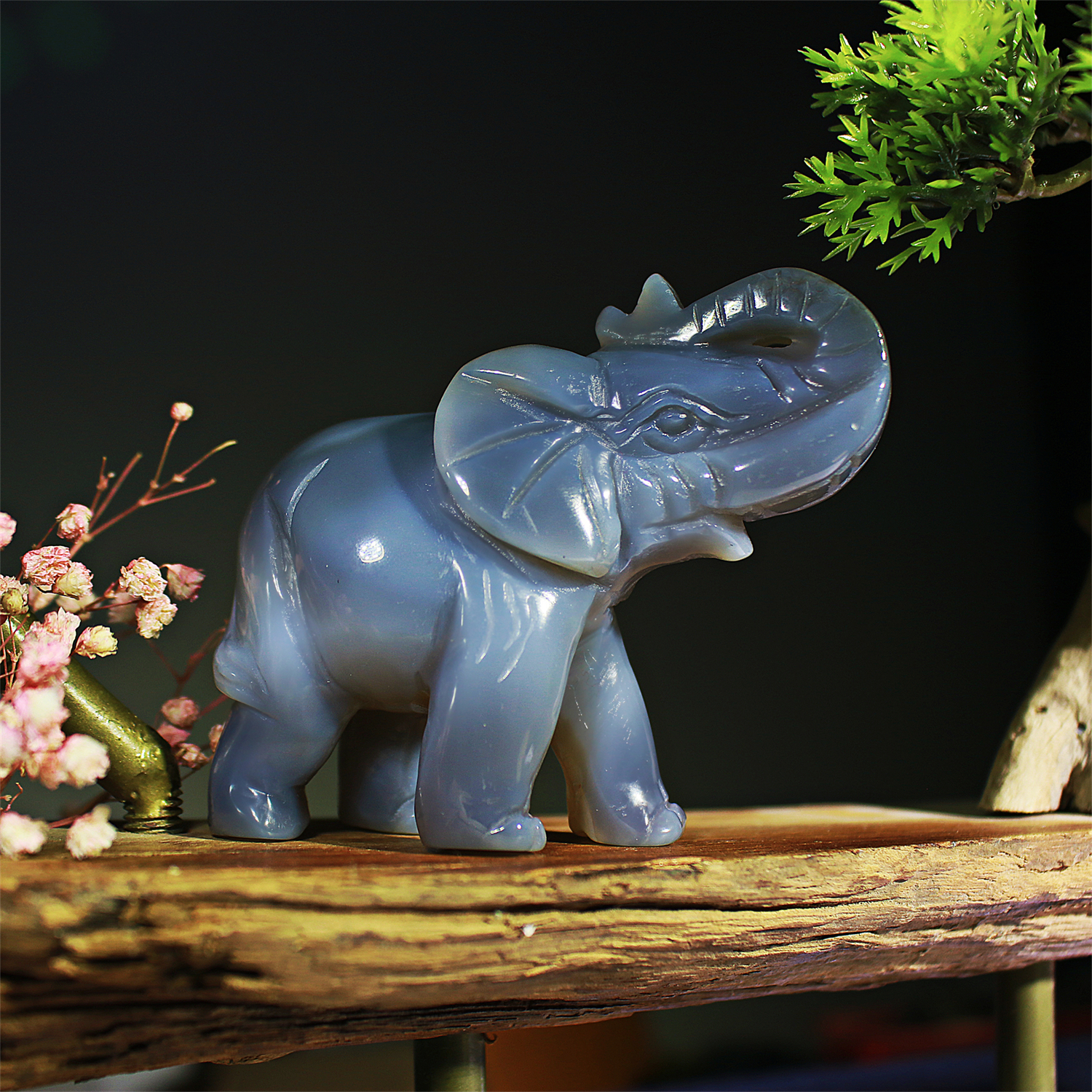 Druzy Agate Elephant Carving 1KG