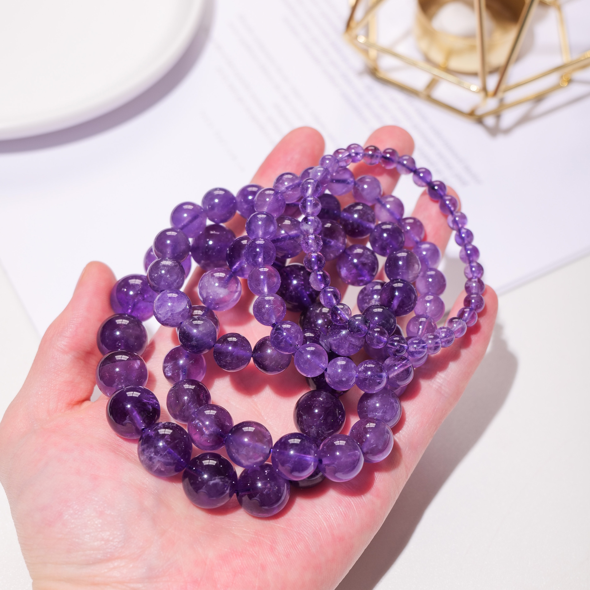 Natural Brazilian amethyst powder bracelet