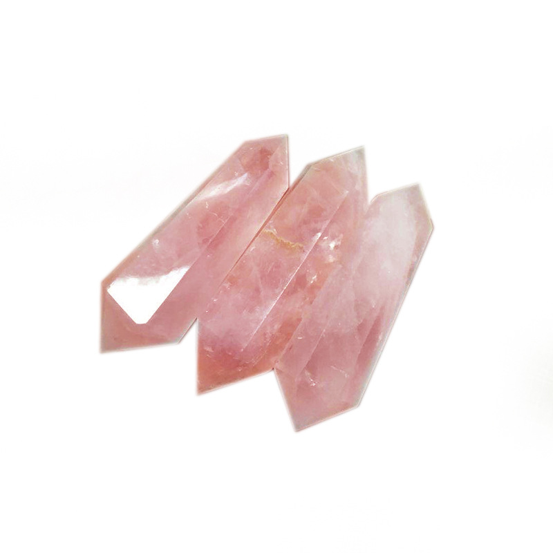 Natural powder crystal amethyst double pointed crystal pillar