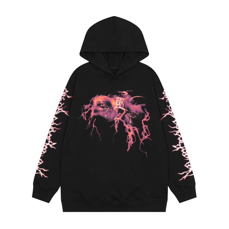 Europe and America VLONE x Never Brooke Again Co branded EYE Eyes Tears Lightning Large V Sweater Hoodie