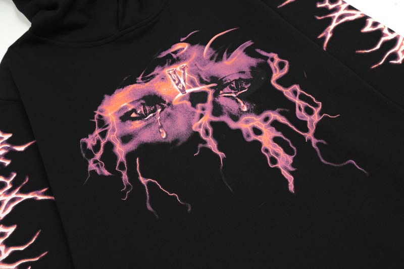 Europe and America VLONE x Never Brooke Again Co branded EYE Eyes Tears Lightning Large V Sweater Hoodie