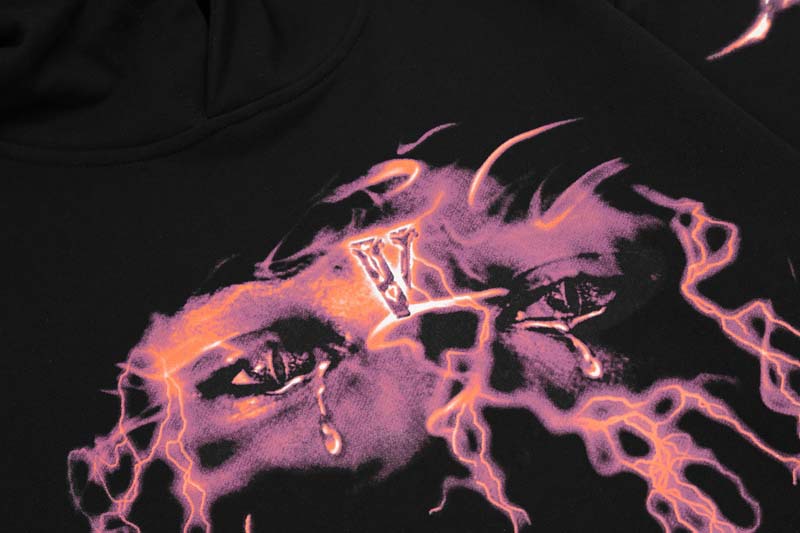 Europe and America VLONE x Never Brooke Again Co branded EYE Eyes Tears Lightning Large V Sweater Hoodie
