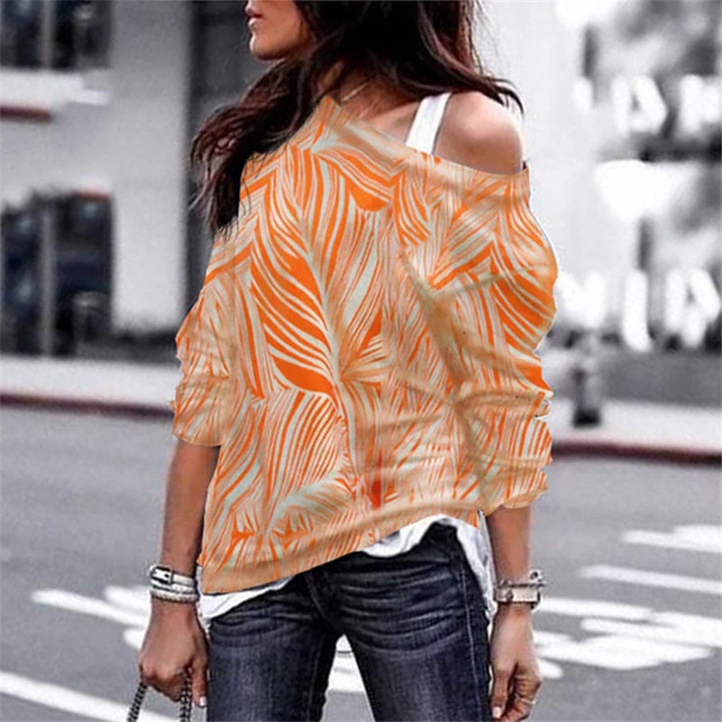 Cross border Hot Sale Spring and Autumn Off Shoulder Casual Long Sleeve 