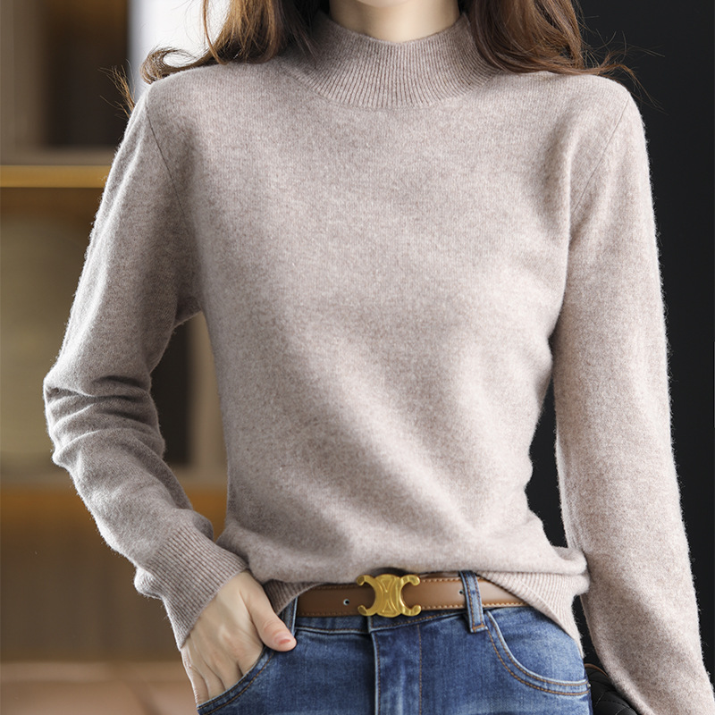 New half turtleneck sweater women's short autumn and winter pullover solid color loose sweater thickened bottoming shirt one piece dropshipping