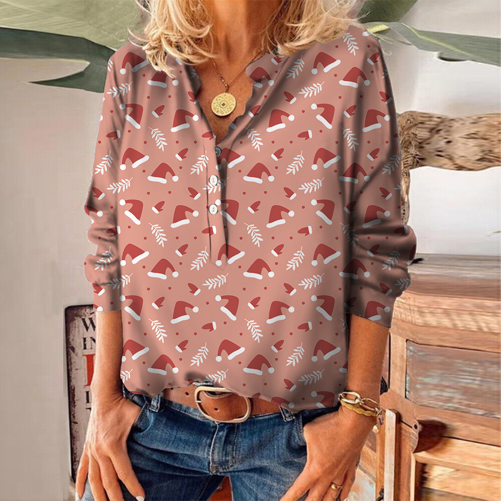 Autumn 2022 New Christmas Stripe Floral Digital Print Women's 