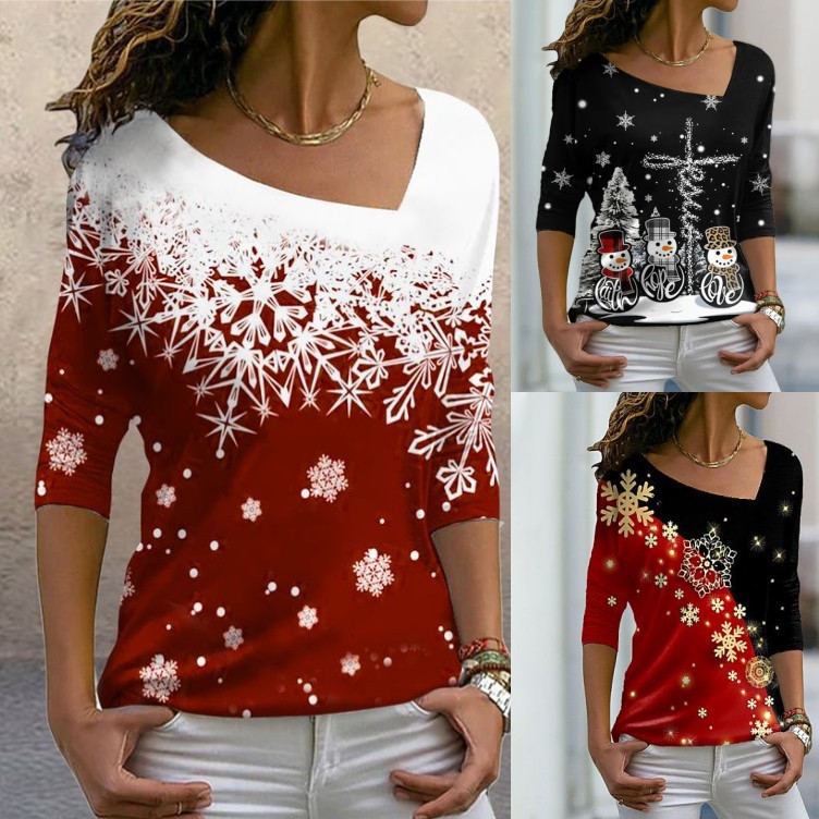 Christmas Women's Dress 2022 New Christmas Element Print Long 