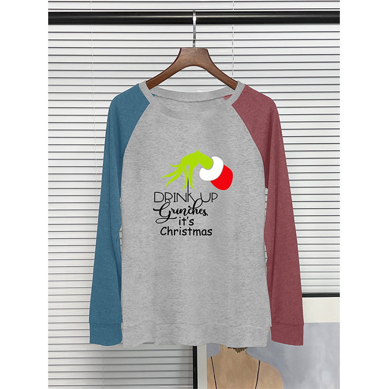 Cross border European and American summer women's round neck splicing long 